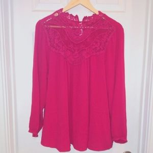 Torrid pink blouse size 3 lace detail